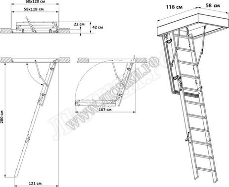 Чердачная лестница Fakro LTK Thermo 600*1200*2800 Чердачная лестница Fakro LTK Thermo 600*1200*2800